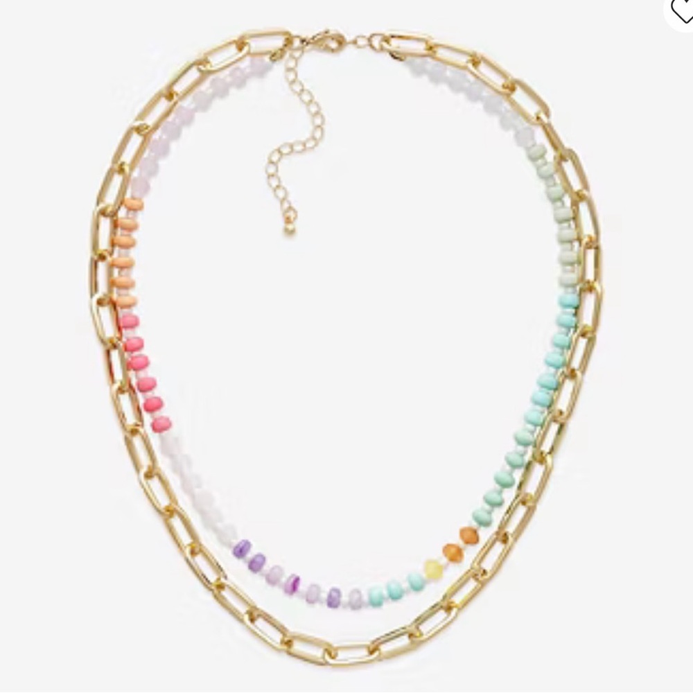 Bijoux Bar Womens 18 Inch double strand beaded & link Necklace NEW